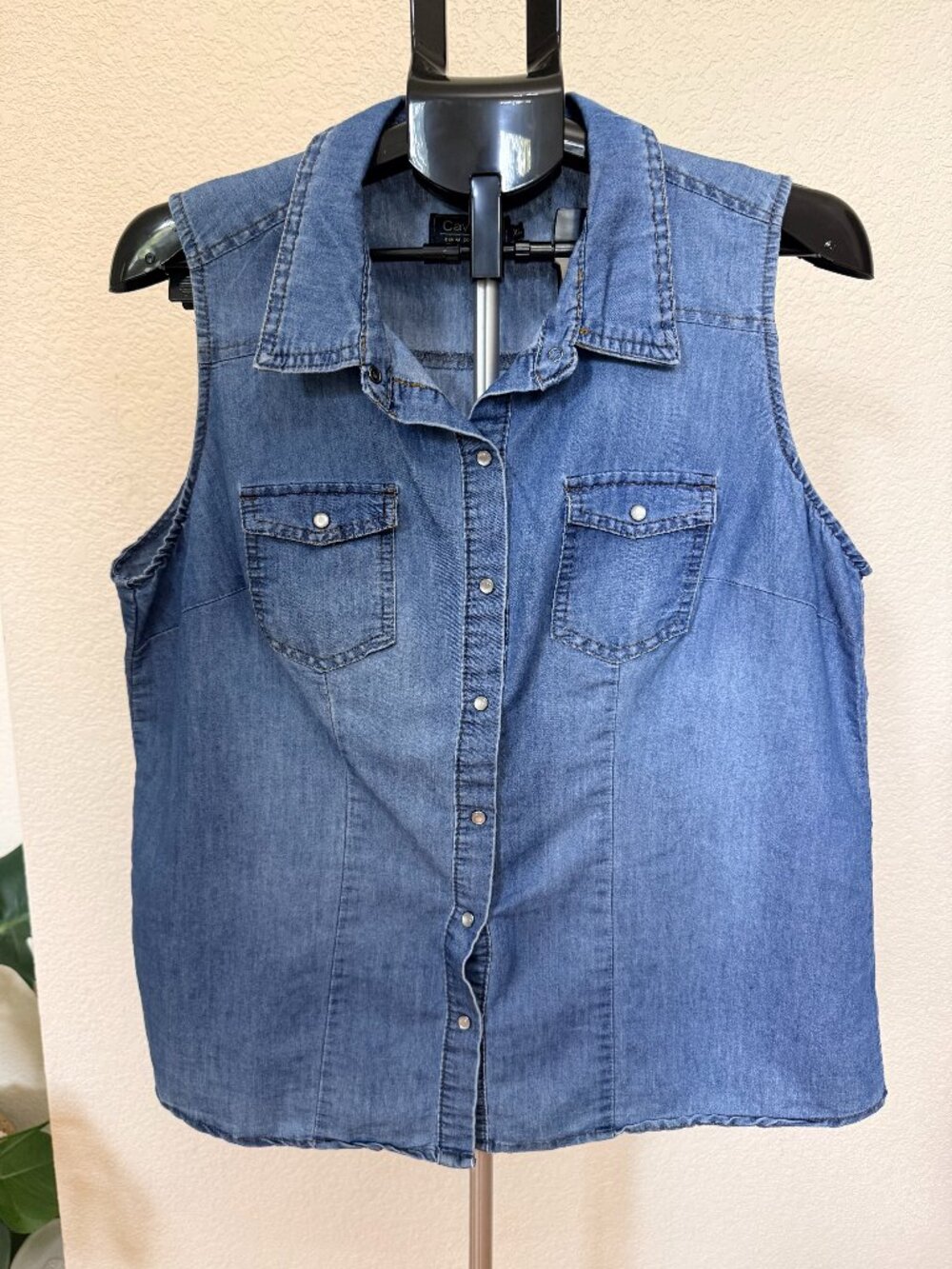 Cavalini denim sleeveless shirt.